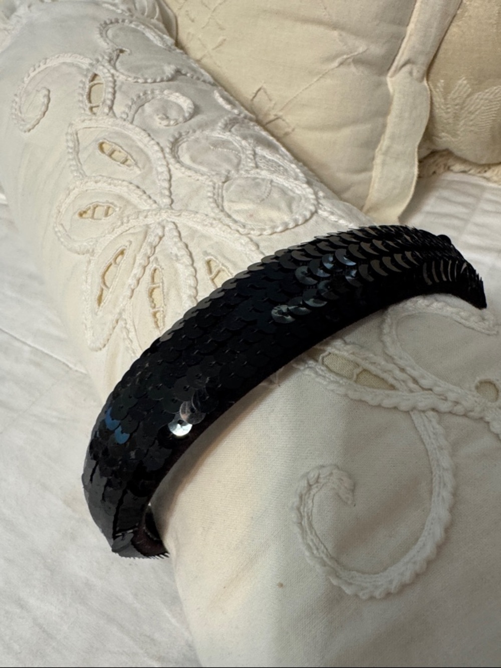 Black Sequin Padded Headband - Women’s Hair Accessory